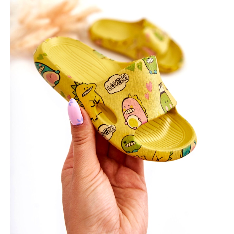 WJ1 Lagane dječje papuče Dinosauri Yellow Astro žuta boja 1