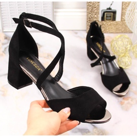 Vinceza 20193 ženske sandale od brušene kože na petu crna 1