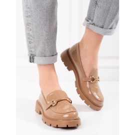 Shelovet smeđe lakirane cipele bež 1