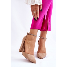 PM1 Elegantne bež cipele s petom od brušene kože Kaliya 1