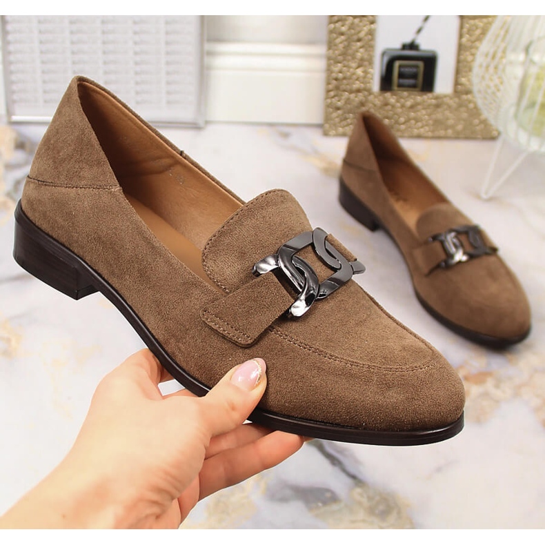 Ženske ravne cipele od brušene kože smeđe Vinceza 10828 smeđa 1