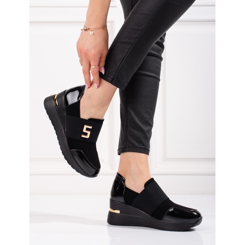 Ženske Shelovet crne wedge tenisice crno 2