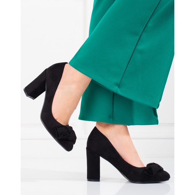 Ženske salonke Shelovet na stup s mašnom crna 1