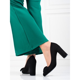 Ženske salonke Shelovet na stup s mašnom crno 2