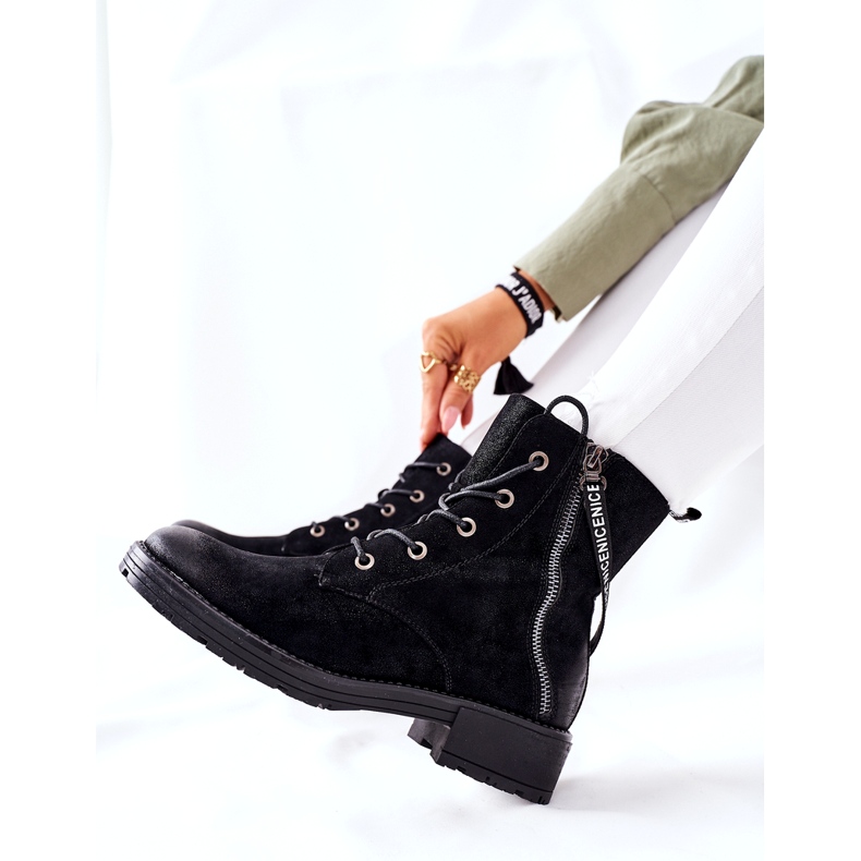 Vinceza Ženske radničke čizme izolirane crne crno 2