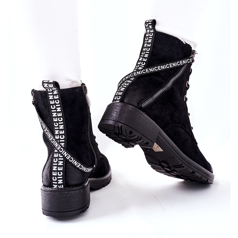 Vinceza Ženske radničke čizme izolirane crne crno 4