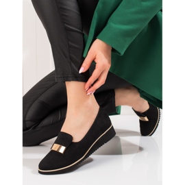 Lagane ženske cipele Shelovet sa zlatnim ukrasima od brušene kože crno 2