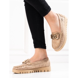 Goodin Ženske mokasine Shelovet zlatno-bež boje zlatna 2