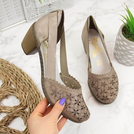 Ženske bež ažur kožne cipele Rieker 40986 2