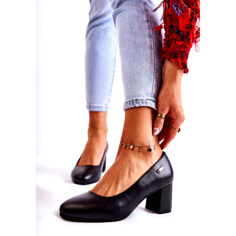 Kožne pumpice na šanku Sergio Leone PB178 crne crno 1