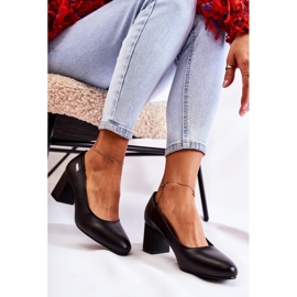 Kožne pumpice na šanku Sergio Leone PB178 crne crna 2