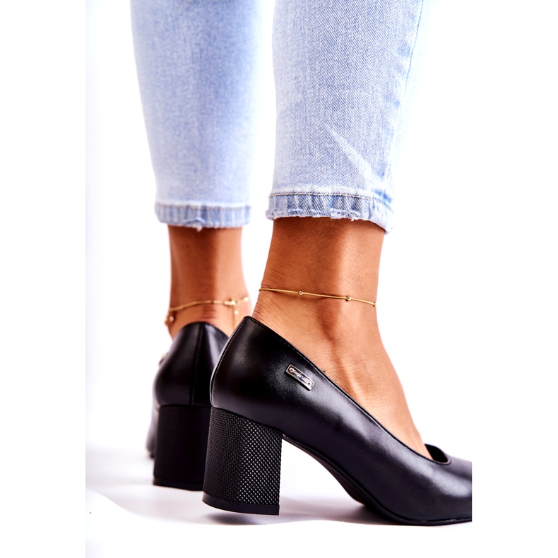 Kožne pumpice na šanku Sergio Leone PB178 crne crna 3