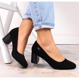 Ženske crne salonke od brušene kože s ukrasnom petom Sergio Leone PB178 crna 1