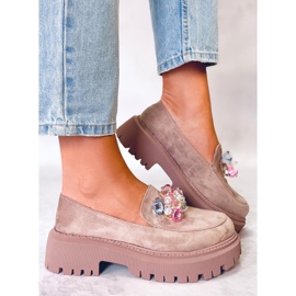 PA1 Stefani kaki mokasine s platformom s perlama bež 1