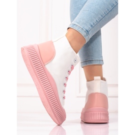 Shelovet ženske tenisice visoke bijele i roze boje bijela ružičasta 1