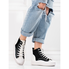 Shelovet ženske tenisice visoke bijele i crne bijela crna 2