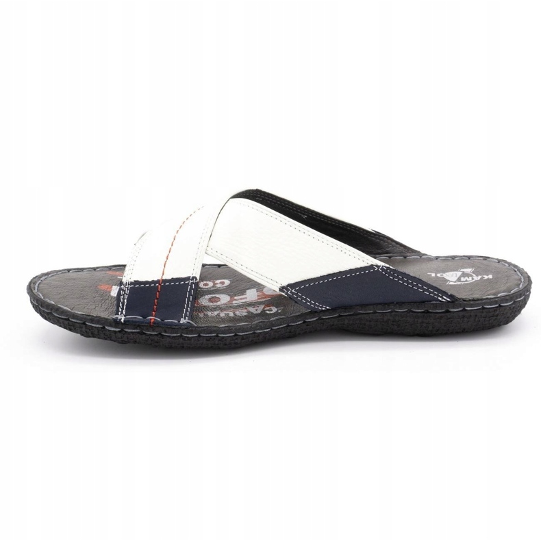Kampol Muške kožne papuče 200 / B bijele bijela mornarsko plava 1