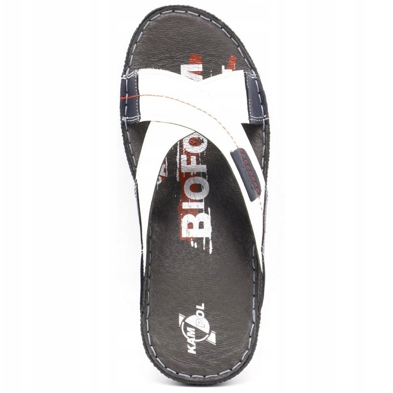 Kampol Muške kožne papuče 200 / B bijele bijela mornarsko plava 7