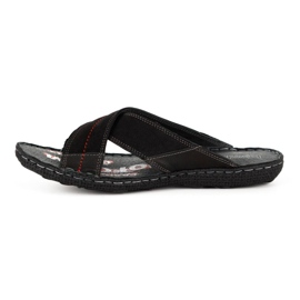 Kampol Muške kožne papuče 200/3 crni nubuk crna 4