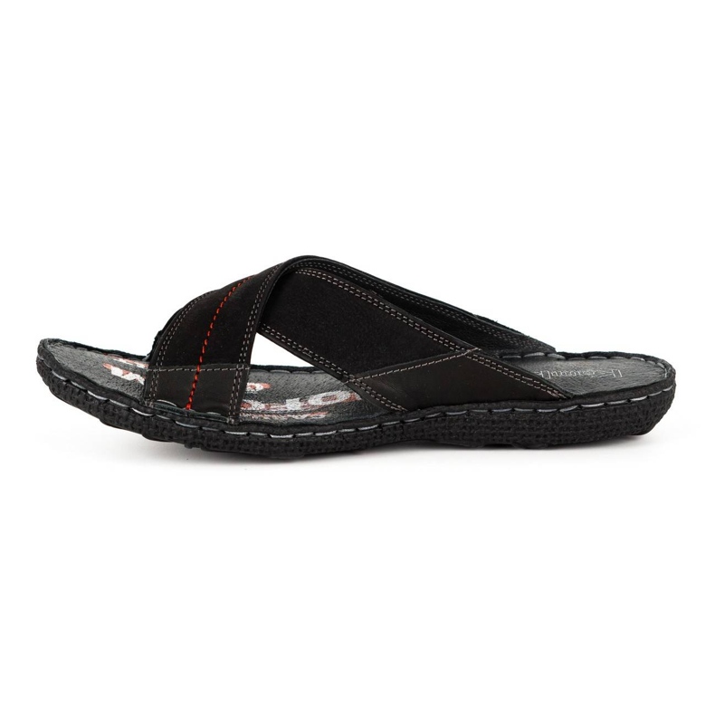 Kampol Muške kožne papuče 200/3 crni nubuk crna 4