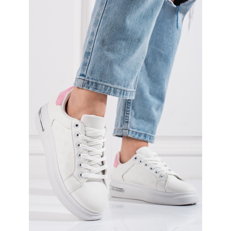 Shelovet ženske bijele sportske cipele s uzorkom bijela 1