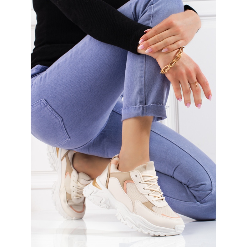 Ženske bež tenisice s platformom Shelovet narančasta 1