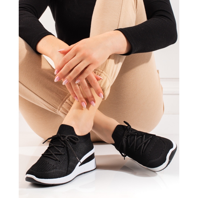 Ženske sportske cipele Shelovet sock wedge crna 1