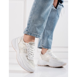 Shelovet ženske sportske cipele sa sjajnim uzorkom bijela srebro 2