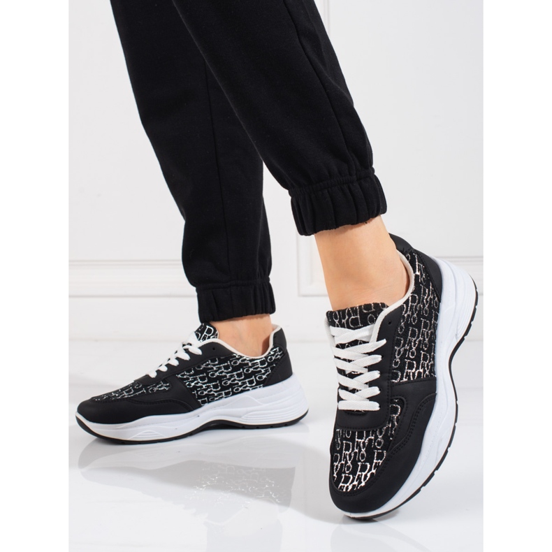 Shelovet ženske sportske cipele sa sjajnim crnim uzorkom crna 1