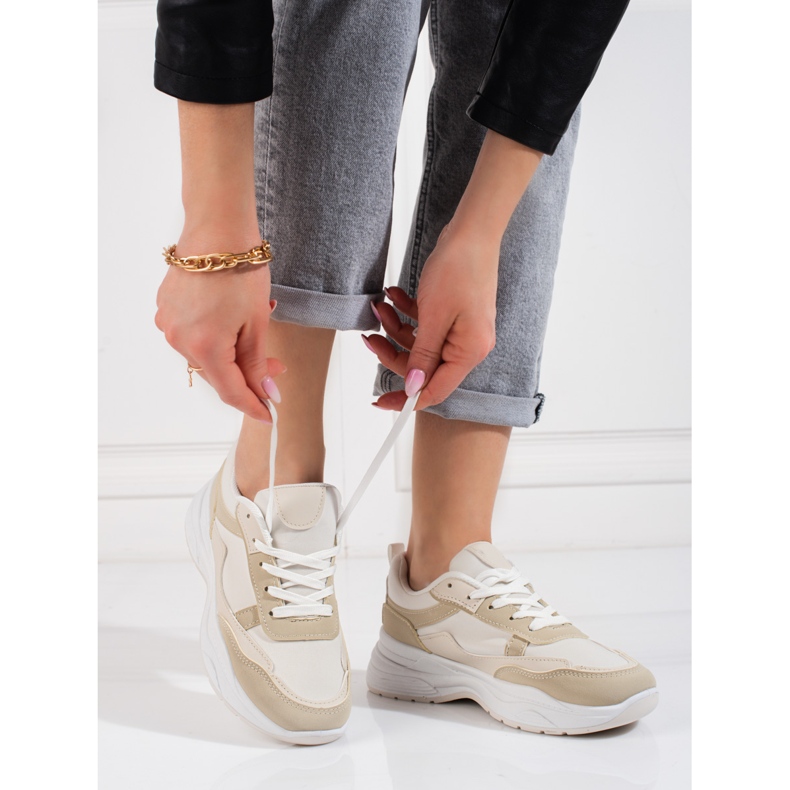 Shelovet bež ženske sportske cipele na vezanje 2