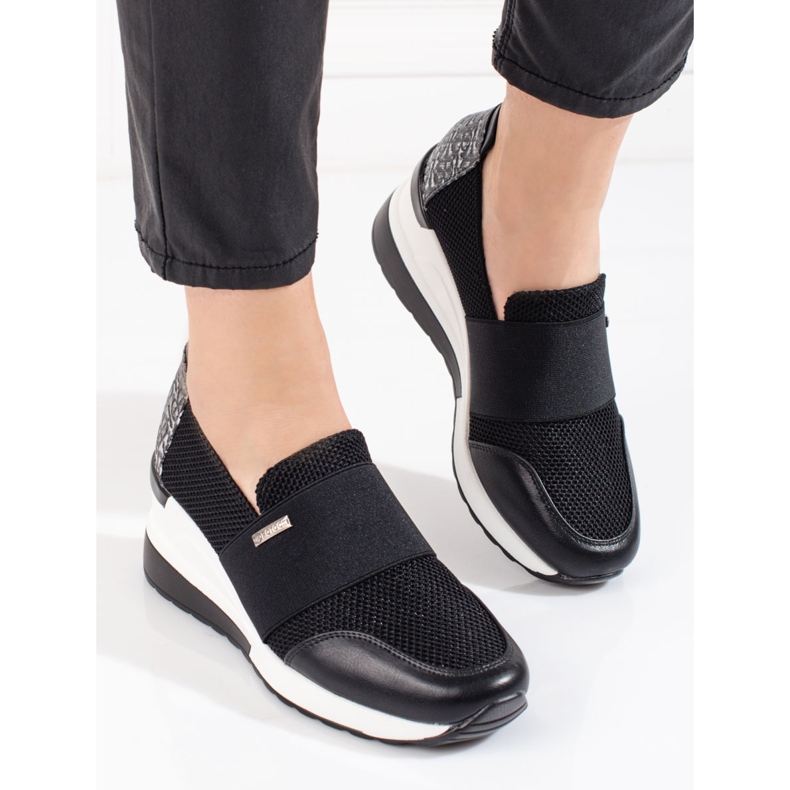 W. Potocki Potocki ženske crne tenisice na wedge crna 1