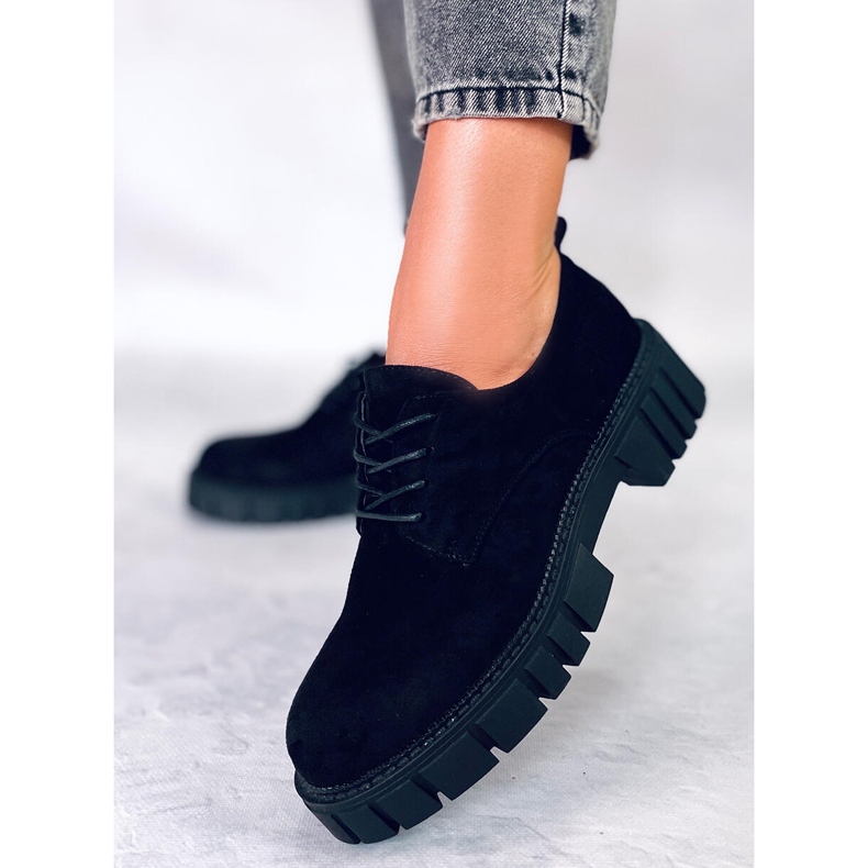 BM Amparo crne mokasine s platformom od brušene kože crna 1