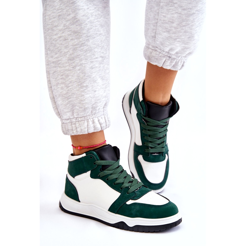 Visoke ženske sportske cipele, tenisice, bijele i zelene bijela 5