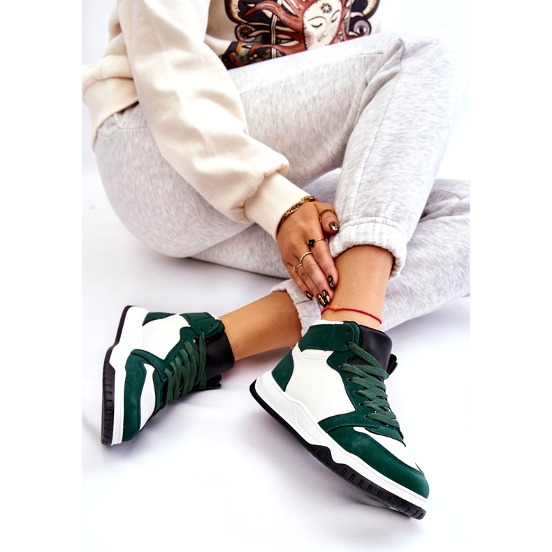 Visoke ženske sportske cipele, tenisice, bijele i zelene bijela 6