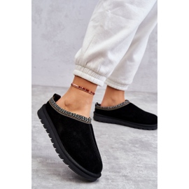 Ženske papuče od antilop s krznom i vezom crnim crno 3