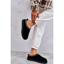 Ženske papuče od antilop s krznom i vezom crnim crna 4