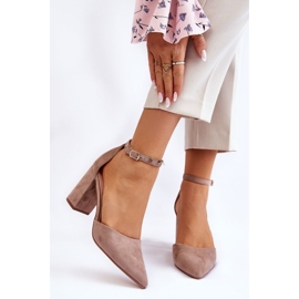 Tamnobež Lexie salonke s petom od brušene kože 1