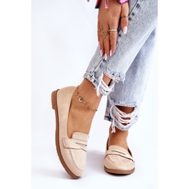 PS1 Udobne ženske mokasine od brušene kože bež Lucca 1