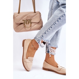 PS1 Udobne ženske mokasine od brušene kože bež Lucca 2