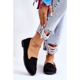 Udobne ženske mokasine od brušene kože crne Lucca crna 1