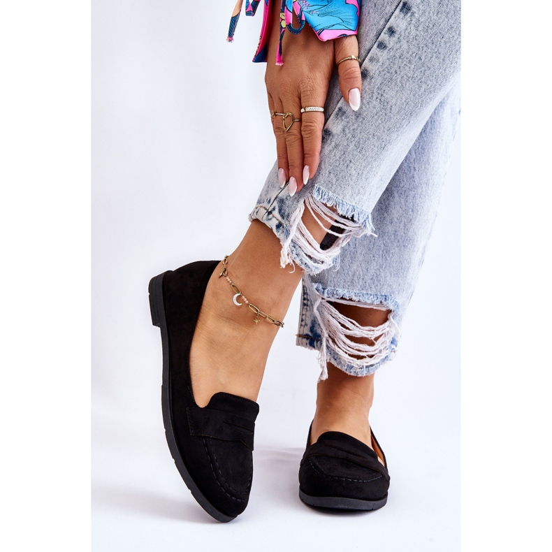 Udobne ženske mokasine od brušene kože crne Lucca crna 1