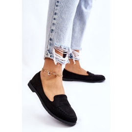 Udobne ženske mokasine od brušene kože crne Lucca crna 2