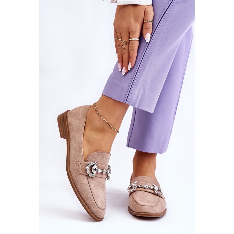 PS1 Elegantne tamno bež mokasine od brušene kože Aliya 1