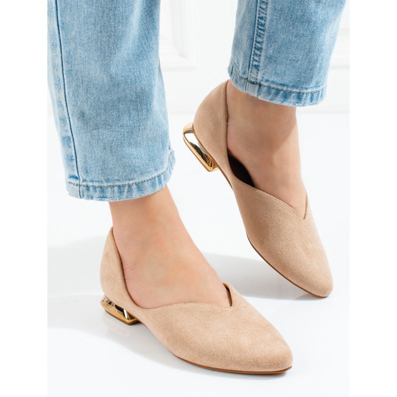 W. Potocki Ženske balerinke od brušene kože Potocki bež boje 1