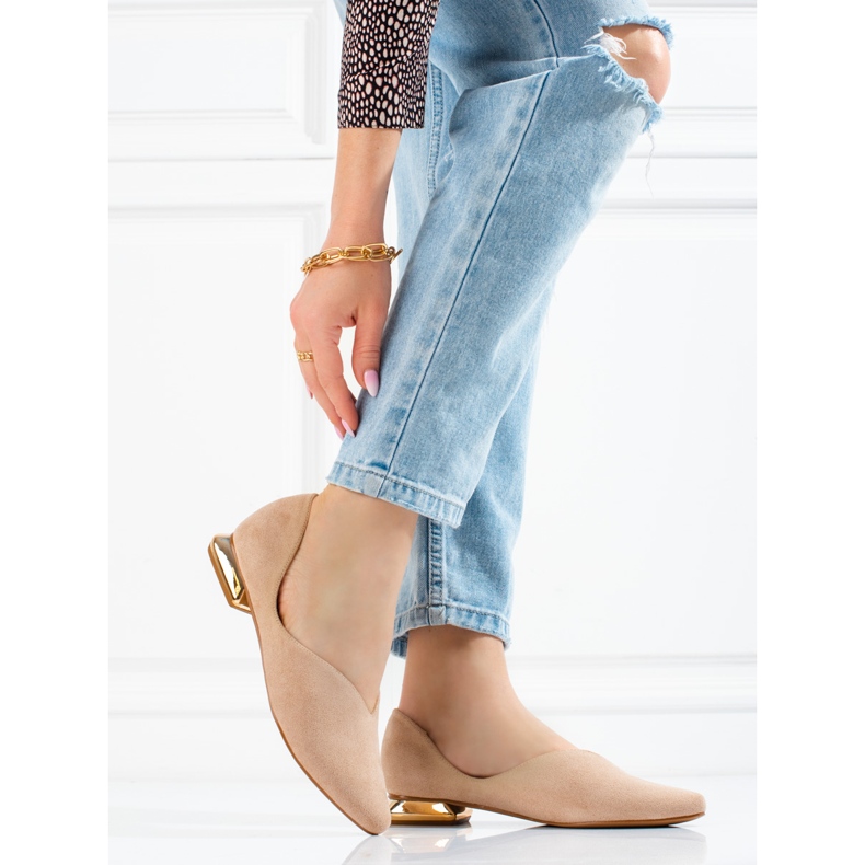 W. Potocki Ženske balerinke od brušene kože Potocki bež boje 2