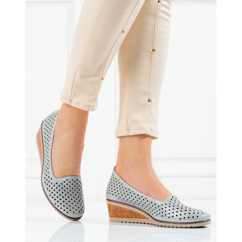 W. Potocki Ženske ažurne cipele Potocki sive siva 1