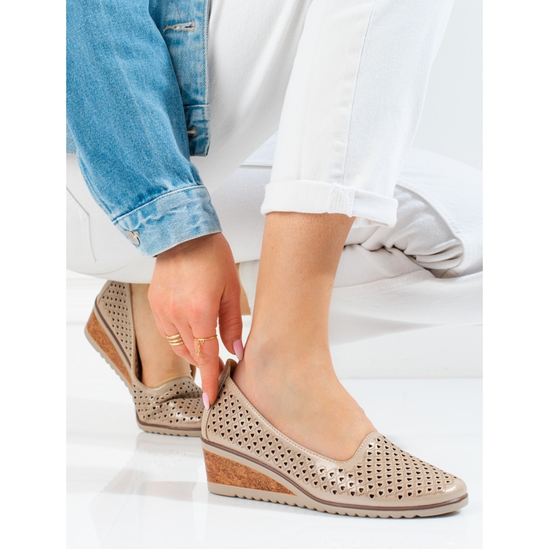 W. Potocki Ženske ažurne cipele Potocki bež 2