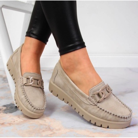 Ženske kožne mokasine na bež platformu Filippo DP3334 1