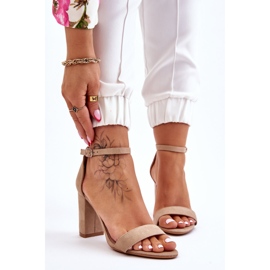 PS1 Klasične Amina bež sandale s petom od brušene kože smeđa 1