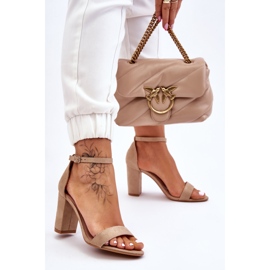 PS1 Klasične Amina bež sandale s petom od brušene kože smeđa 2